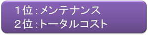 １位メンテナンス　２位トータルコスト